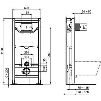  Унитаз подвесной с инсталляцией и кнопкой Ideal Standard Tesi R030501 