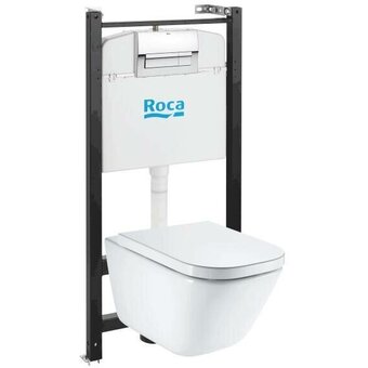  Унитаз подвесной с инсталляцией Roca The Gap Pack 893104100 с клавишей и сиденьем 