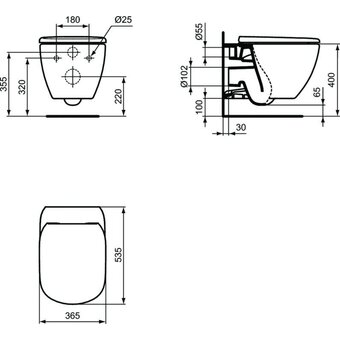 Унитаз подвесной с инсталляцией и кнопкой Ideal Standard Tesi R030501 