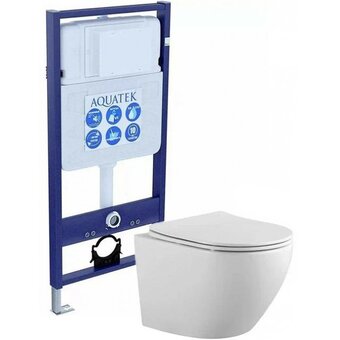  Унитаз с инсталляцией AQUATEK Set Европа cm (рама AQUATEK Standard INS-0000012(без клавиши и крепежа)+унитаз Европа AQ1900-00 с сиденьем) 