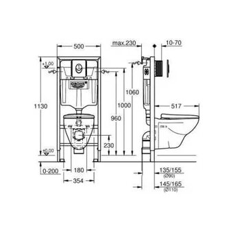  Инсталляция с унитазом Grohe Solido Lecico 39192000 с подвесным унитазом, микролифт, панель Skate Air 