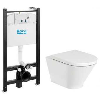  Унитаз подвесной с инсталляцией Roca The Gap Round Pack 893105000 с сиденьем Supralit 