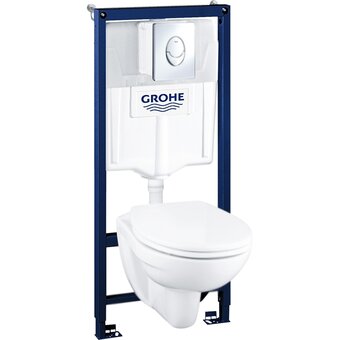  Инсталляция с унитазом Grohe Solido Lecico 39192000 с подвесным унитазом, микролифт, панель Skate Air 