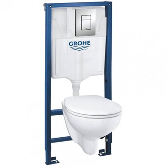 Унитаз с инсталляцией Grohe Bau Ceramic 39586000 микролифт, кнопка смыва 