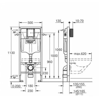  Унитаз с инсталляцией Grohe Bau Ceramic 39586000 микролифт, кнопка смыва 