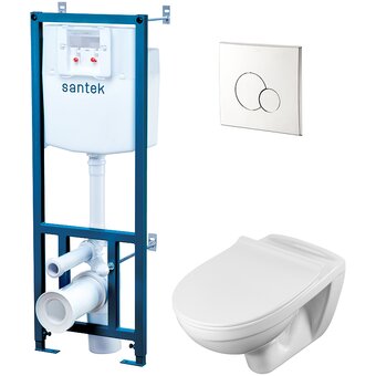  Унитаз подвесной с инсталляцией Santek Бореаль 1.WH50.1.544 с крышкой SoftClose с микролифтом и клавишей смыва хром 