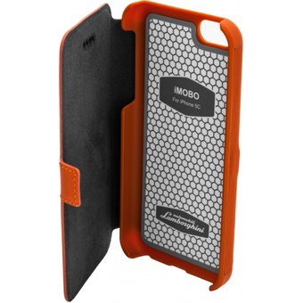  Чехол книга-кейс кожа Lamborghini Diablo для iPhone 5C (оранжевая) 