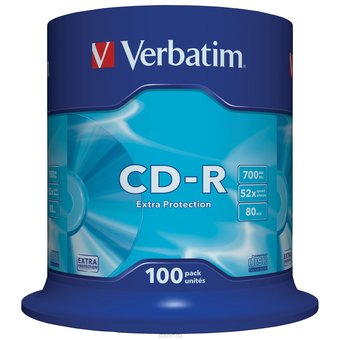  Диск CD-R Verbatim 700Mb 52x DataLife Cake Box (100шт) 43411 