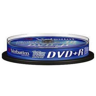  Диск DVD+R Verbatim 4.7Gb 16x Cake Box (10шт) 43498 