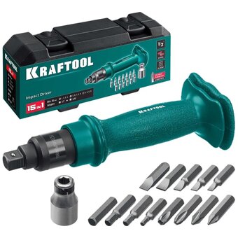  Отвертка ударно-поворотная Kraftool ID-15 (25550-H10-z01) 15 предметов 
