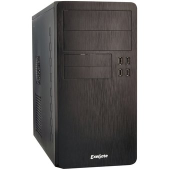  Корпус ExeGate SP-415UP Black EX277203RUS, mATX без БП 4xUSB+2xUSB3.0, HD Audio, петля, без винтовое крепление HDD, датчик вскрытия 