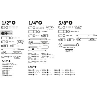  Набор инструментов Startul Le Mans PRO-219L 1/4", 3/8", 1/2" 6 граней 219 предметов 