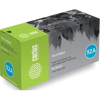  Тонер Картридж Cactus CS-C4092A черный для HP LaserJet 1100/ 3200/ 3220 (2500стр.) 