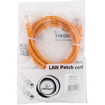  Патч-корд UTP Cablexpert PP12-1.1.5M/O кат.5e, 1.5 м, литой, многожильный (оранжевый) 