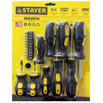  Набор отверток Stayer Maxfix 2513-H19 (2513-H19-z01) 19 предметов 