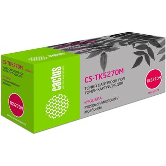  Тонер Картридж Cactus CS-TK5270M пурпурный (6000стр.) для Kyocera ECOSYS P6230cdn, M6230cidn, M6630cidn 