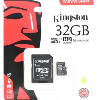  Карта памяти Kingston microSDHC 32GB Class 10 UHS-I U1 Canvas Select (SD адаптер) 80MB/s (SDCS/32GB) 