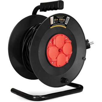 Удлинитель на катушке ExeGate industrial ECS-2-1R EX286338RUS 4 евророзетки с заземл. и с защитн. крышками, IP44, 25м, защита от детей, защита 