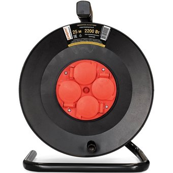  Удлинитель на катушке ExeGate industrial ECS-2-1R EX286338RUS 4 евророзетки с заземл. и с защитн. крышками, IP44, 25м, защита от детей, защита 