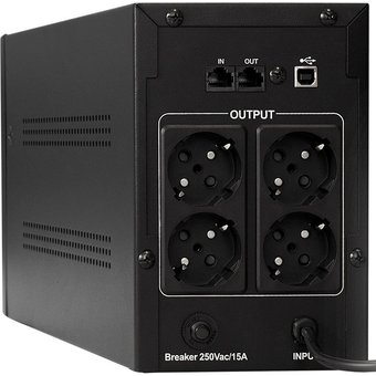 ИБП ExeGate EP285527RUS SpecialPro UNB-2200.LED.AVR.EURO.RJ.USB (2200VA/1300W, LED, AVR, 4 евророзетки, RJ45/11, USB, Black) 