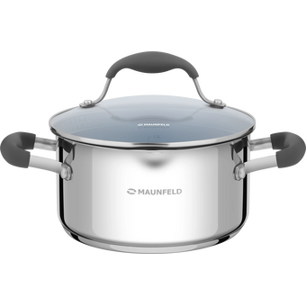  Кастрюля MAUNFELD Laura MCS22S08GR из нерж со стекл. крышкой, 18см, 2,2л 