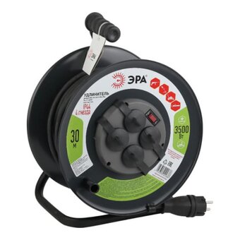 Удлинитель силовой ЭРА Б0043058 RMx-4es-3x2.5-30m-IP44(KG) на металлической катушке c заземлением 4 розетки 30м КГ 3х2.5мм2 