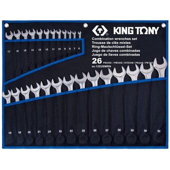  Набор ключей комбинированных KING TONY 12D26MRN 6-32 мм, чехол из теторона, 26 предметов 