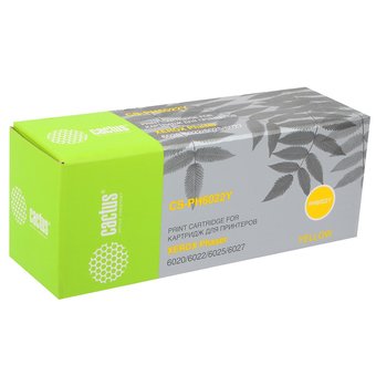  Тонер Картридж Cactus CS-PH6022Y 106R02762 желтый для Xerox Phaser 6020/6022/WC 6025/6027 (1000стр.) 