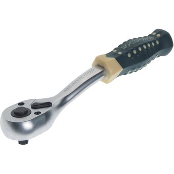  Ключ трещотка ROCKFORCE RF-802222 (17875) реверсивная усиленная изогнутая с резиновой ручкой 1/4 