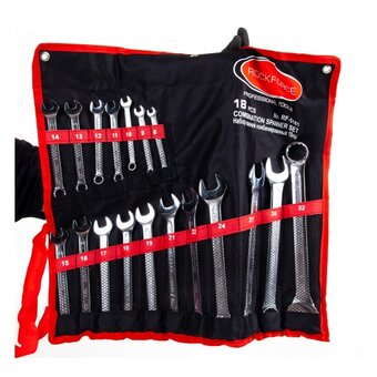 Набор ключей комбинированных ROCKFORCE RF-5281P/M-P(904) 18 предметов, на полотне 