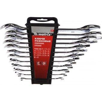  Набор ключей рожковых MATRIX Master 15242 12шт. CrV, Elliptical, зерк. хромирование 