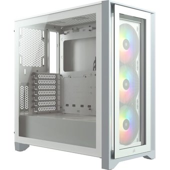 Корпус Corsair iCUE 4000X RGB белый без БП ATX 3x120mm 1x140mm 2xUSB3.0 audio bott PSU 