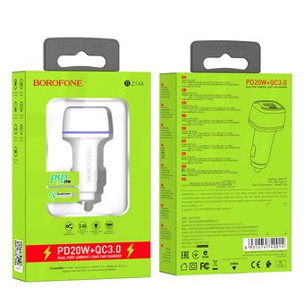  АЗУ Borofone BZ14A Mercury dual port PD20W+QC3.0 ambient light, white 