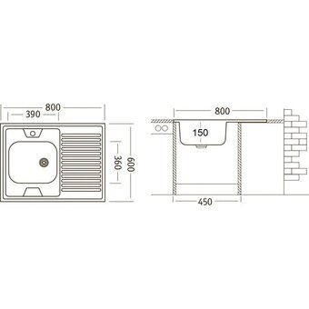  Мойка Ukinox Стандарт STD800.600 4C 0R 