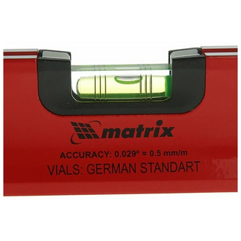 Уровень алюминиевый Matrix 34304 600мм, 3 глазка, ударопрочные заглушки, двухкомпонентные ручки 
