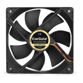  Вентилятор ExeGate ExtraPower EP12025S3PM EX283390RUS (120x120x25 мм, Sleeve bearing (подшипник скольжения), 3pin+Molex, 1800RPM, 28dBA) 