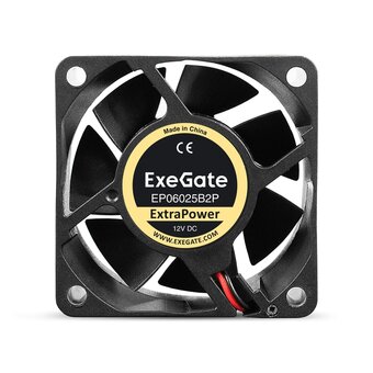  Вентилятор ExeGate ExtraPower EP06025B2P EX295229RUS (60x60x25 мм, 2-Ball (двойной шарикоподшипник), 2pin, 4500RPM, 31dBA) 