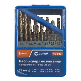  Набор сверл Cutop Profi (48-602) 1-10 мм по металлу 19 шт 