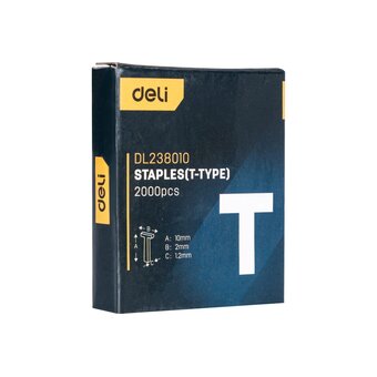  Набор скоб для степлера Deli DL238010 Тип T 10х2х1,2мм*2000шт нерж 