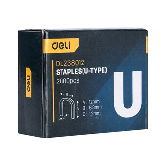  Набор скоб для степлера Deli DL238012 Тип U 12х6,3х1,2мм*2000шт нерж 