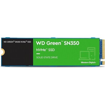  SSD WD SN350 WDS250G2G0C Green NVMe 250GB, M.2(22x80mm), PCIe 3.0 x4, 3D TLC, R/W 2400/900MB/s, IOPs 160 000/150 000, TBW 40 