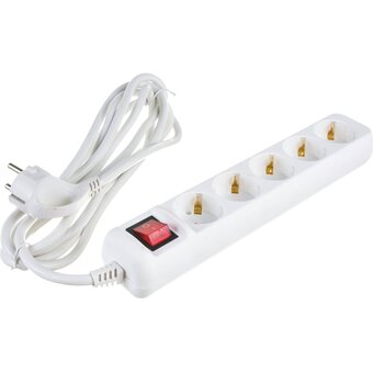  Удлинитель электрический ЭРА Б0044044 U5es3m3x1,5 с заземлением с выключателем 5 розеток 3м ПВС 3x1,5мм2 16А 