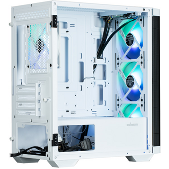  Корпус ZALMAN M4 White, MATX, White, Window, 1xCombo (3.5'' or 2.5''), 1x3.5", 2x2.5", 1xUSB2.0, 2xUSB3.0, Front 3x120mm ARGB, Rear 1x120mm ARGB 