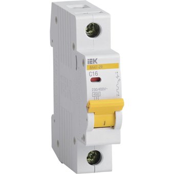  Выключатель автоматический IEK ВА47-29 MVA20-1-016-C 16A тип C 4.5kA 1П 230/400В 1мод белый 
