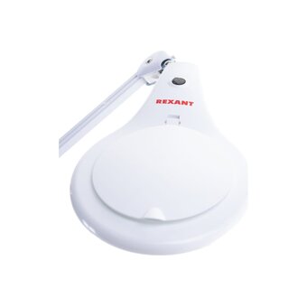  Лупа REXANT 31-0403 на струбцине круглая настольная 5Х с подсветкой 56 LED, белая 