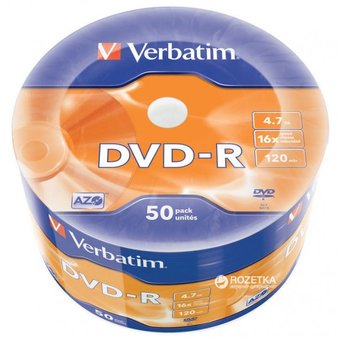  Диск DVD-R Verbatim 4.7Gb 16x (50шт) (43788) 