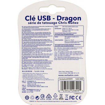  USB-флешка 32G USB 2.0 Verbatim Mini Tattoo Edition Dragon (49899) 