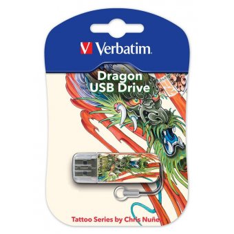  USB-флешка 16G USB 2.0 Verbatim Mini Tattoo Edition Dragon (49888) 
