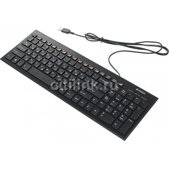  Клавиатура A4Tech KX-100 Black, USB, Slim, Multimedia 