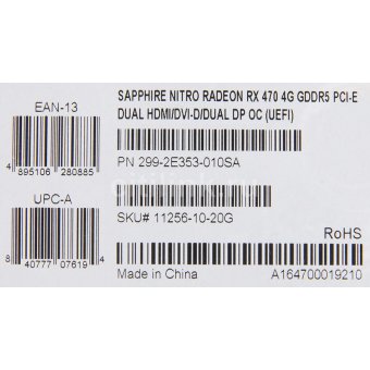  Видеокарта SAPPHIRE 11256-10-20G Radeon RX470 Nitro Dual-X OC 4GB 256bit GDDR5 (1140-1236/7000) DVI-D/2xHDMI(2.0b)/2xDP(1.4) 